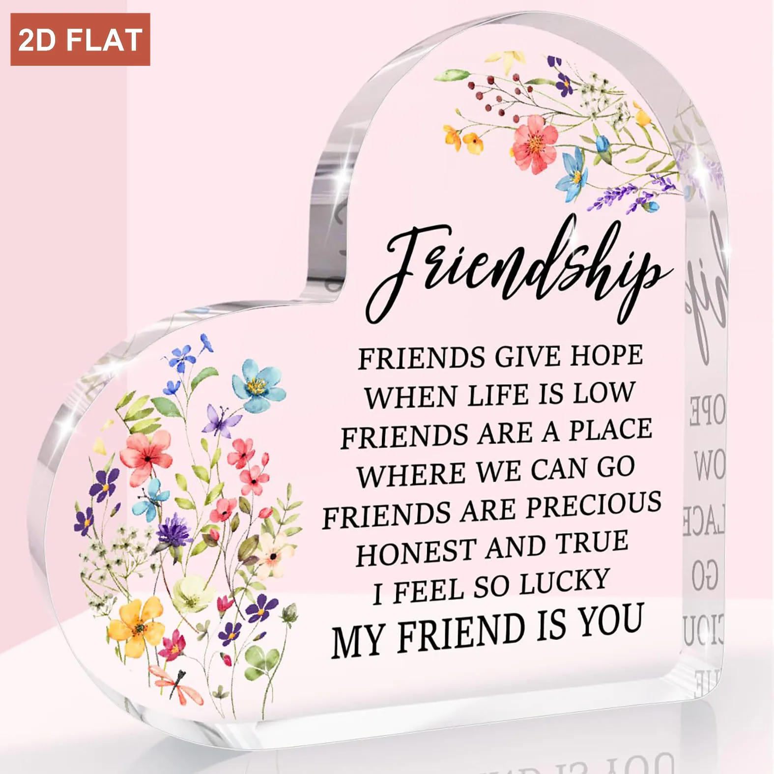 Desk Name Plate - Heart-Shaped Acrylic Friendship Sign Suitable for