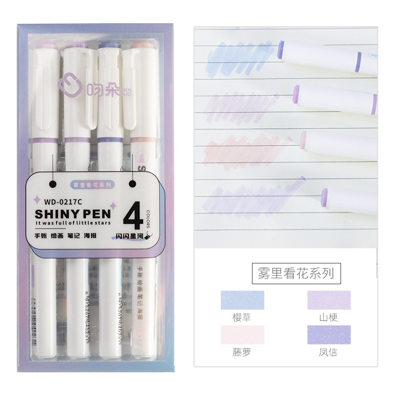 4 Pcs/Box Kawaii Glitter Highl - Highlighter Set Pastel review and price