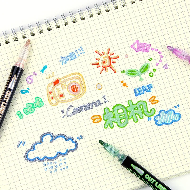 8-60 Color Double Line Outline - Highlighter Set Pastel review and price