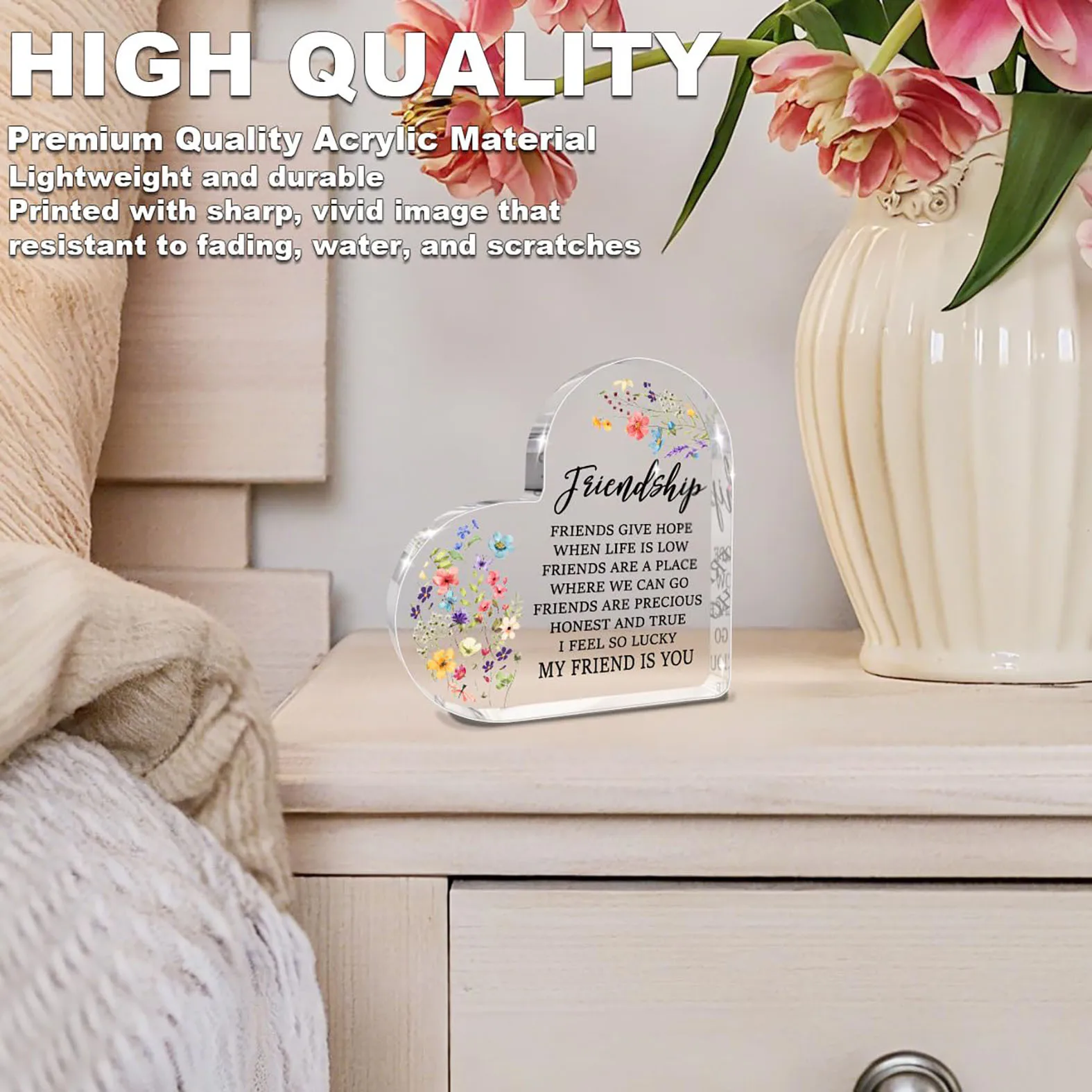 Heart-Shaped Acrylic Friendshi - Desk Name Plate review and price