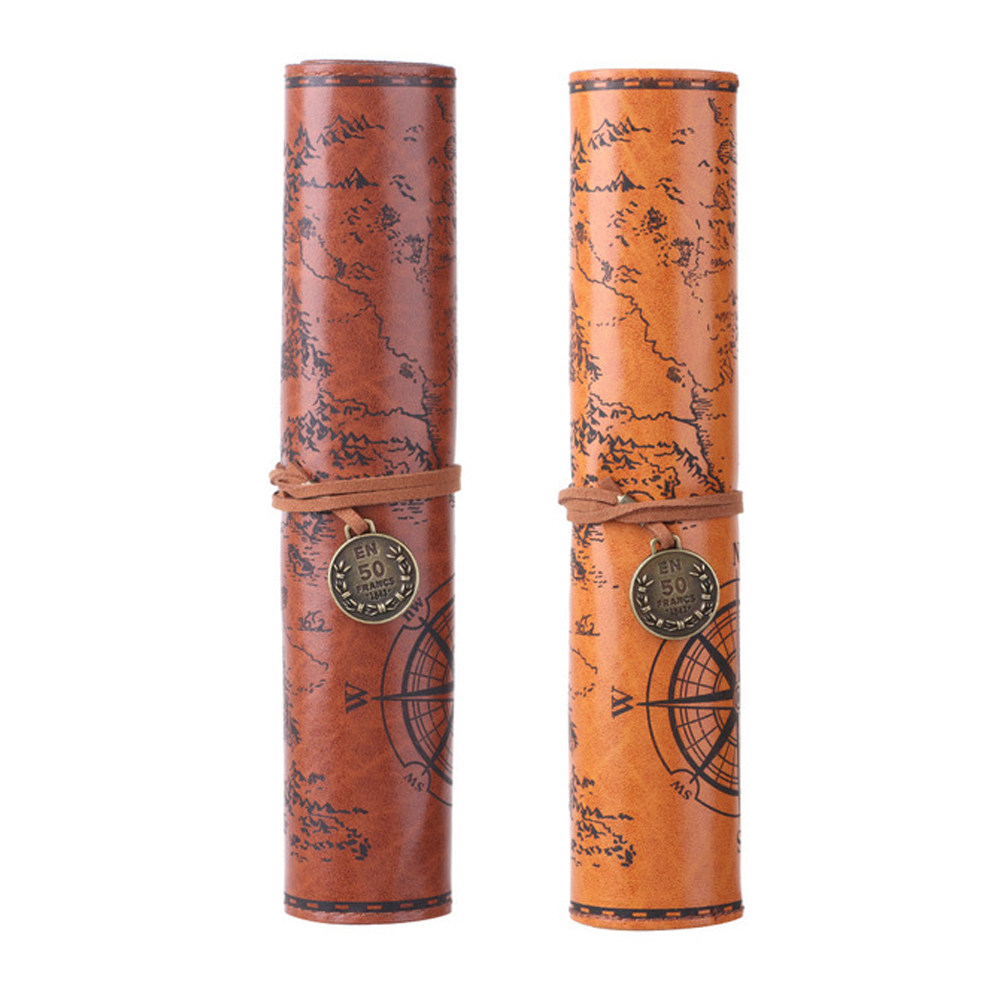 2Pcs Vintage Pencil Case PU Ro - Pen Pouch Roll review and price