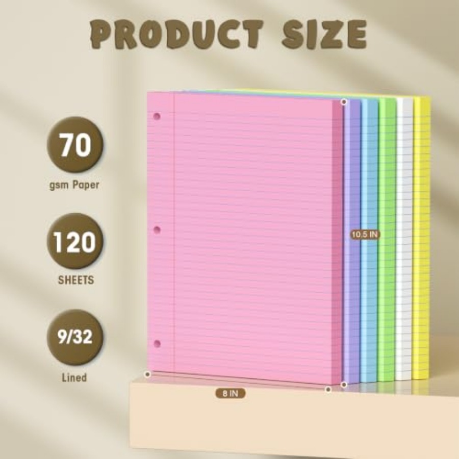 120 Sheets Colored 8x10.5 Inch - Paper Punch 3 Hole review and price